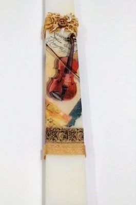Πασχαλινή λαμπάδα χειροποίητη  decoupage βιολί