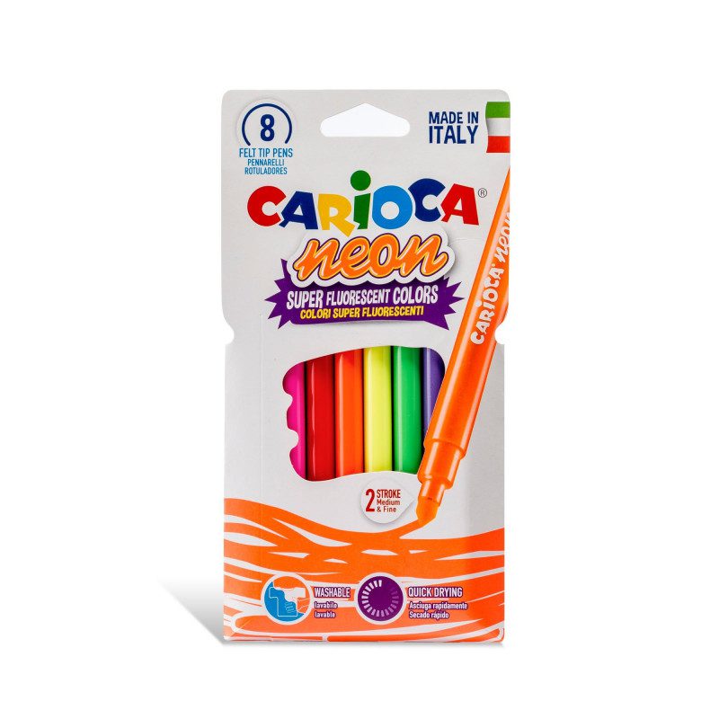 Carioca NEON felt tips Μαρκαδόροι φωσφορούχοι Σετ  8 τεμαχίων