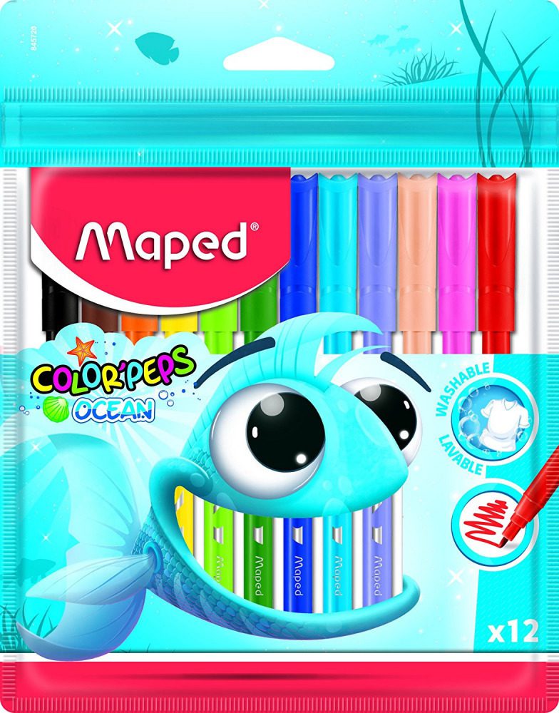 Maped Μαρκαδόροι Color'Peps Ocean Πλαστική Θήκη-12Τμχ (845720)