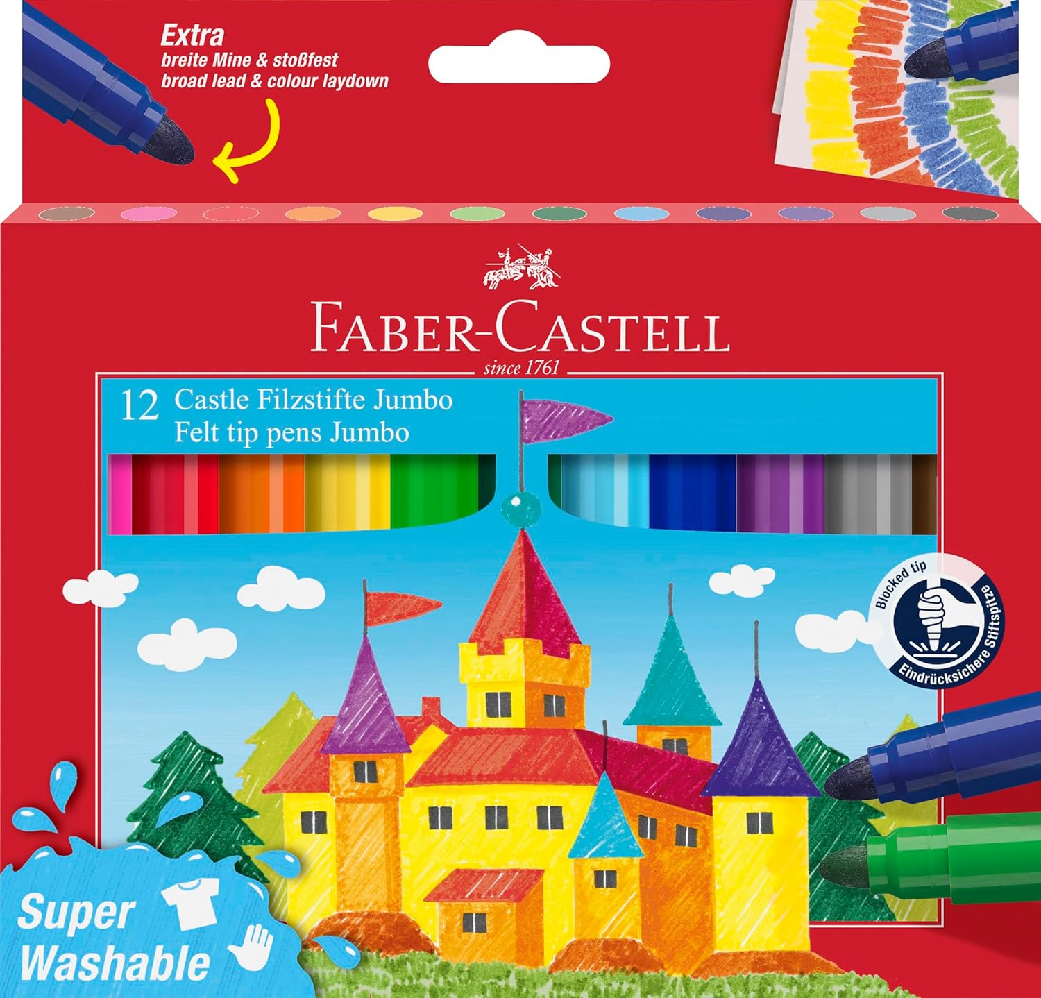 Faber-Castell Jumbo μαρκαδόροι ζωγραφικής 154311 (Σετ 12 τεμαχίων)