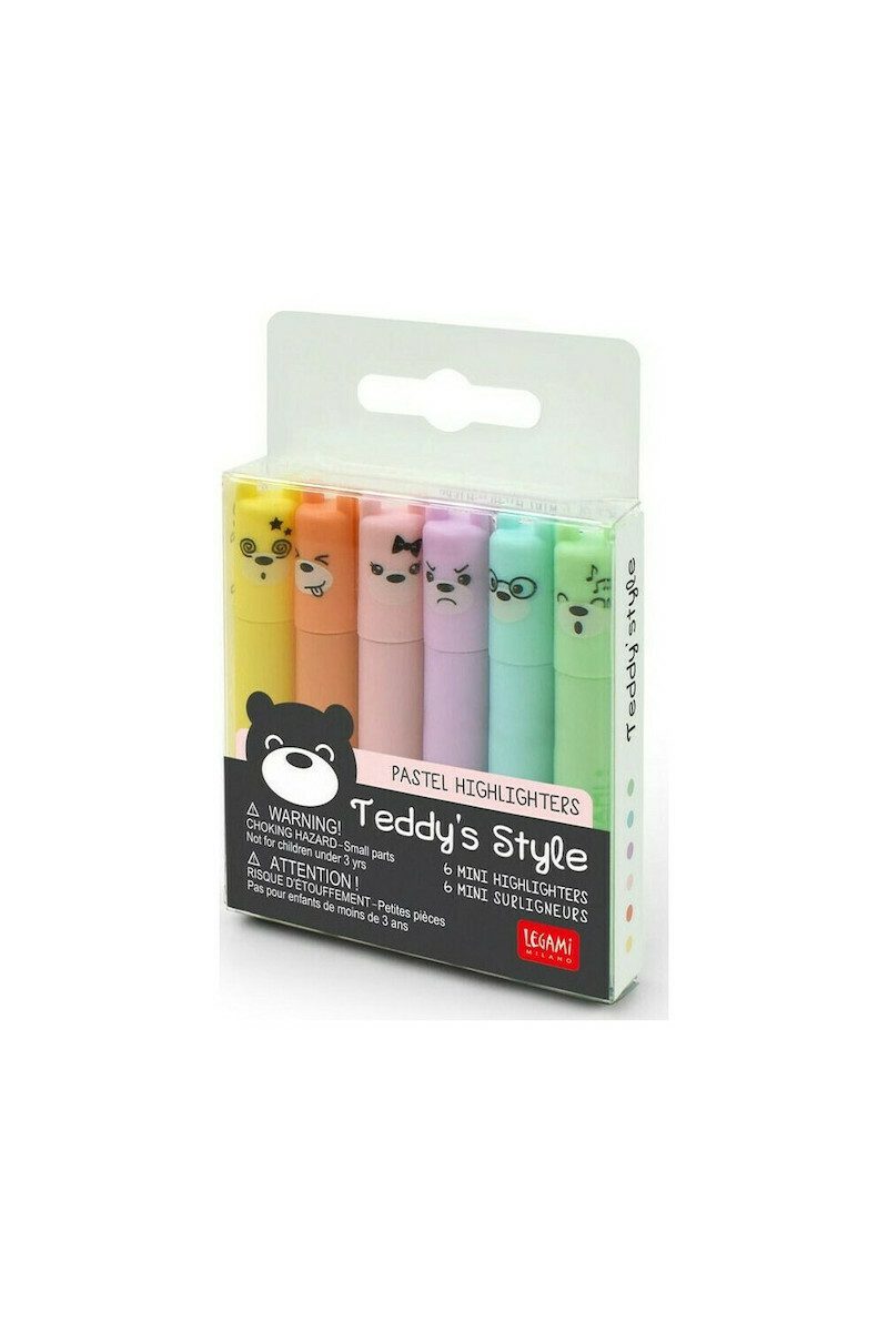 Legami Milano Teddy's Mood Mini Μαρκαδόροι Υπογράμμισης 5mm Πολύχρωμοι 6τμχ MH0004