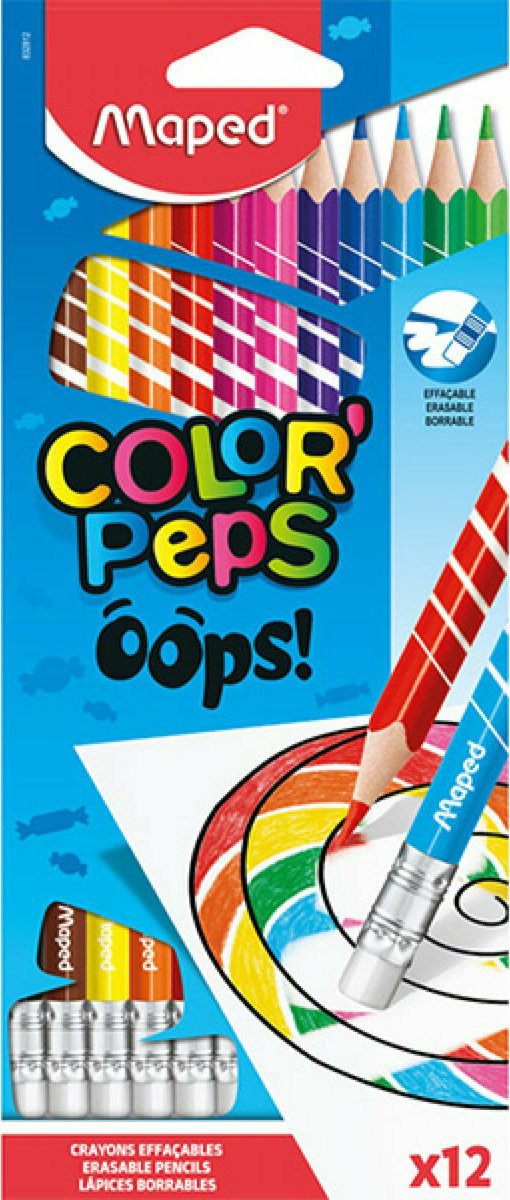 Maped Color'Peps Oops Σετ Ξυλομπογιές Με Γόμα Πολύχρωμο 12τμχ 832812