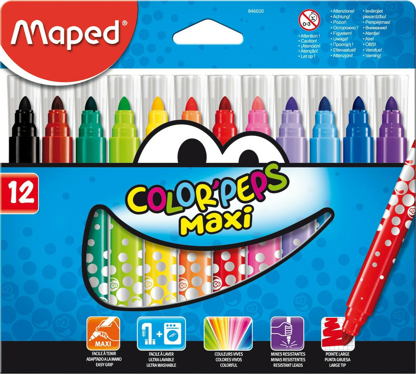 Maped Color'Peps Maxi Πλενόμενοι Μαρκαδόροι Ζωγραφικής Χονδροί σε 12 Χρώματα 846901