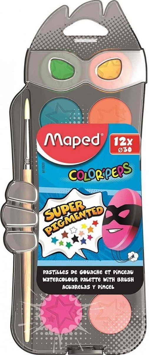 Maped Color'Peps Σετ Νερομπογιές με Πινέλο 12 Χρωμάτων 811520