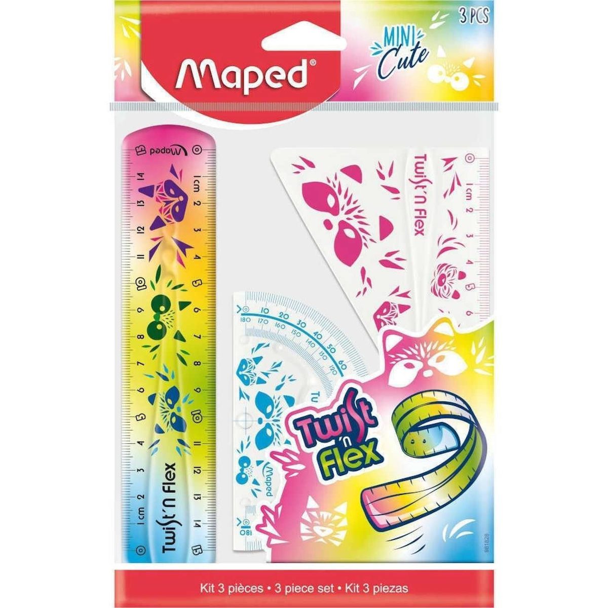 Maped Σετ 3 Γεωμετρικά Όργανα Πλαστικά Διάφανα Mini Cute Twist 981828 - Image 1