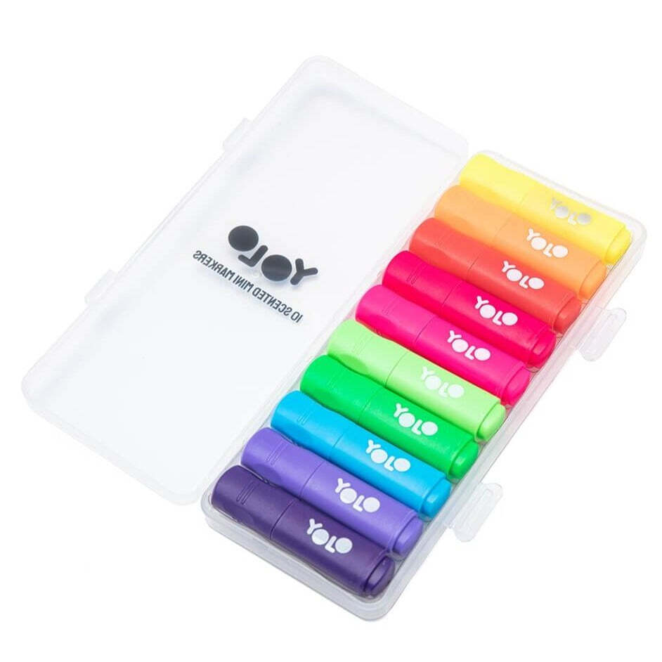 Σετ 10 Mini Αρωματικοί Μαρκαδόροι Υπογράμμισης Rainbow Yolo