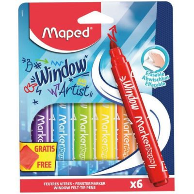 Maped Μαρκαδόροι Ζωγραφικής για τζάμι 0.5mm Χονδροί Σετ 6τμχ