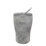 Ποτήρι Θερμός Polo Ανοξείδωτο BPA Free 350ml Γκρι με Καλαμάκι