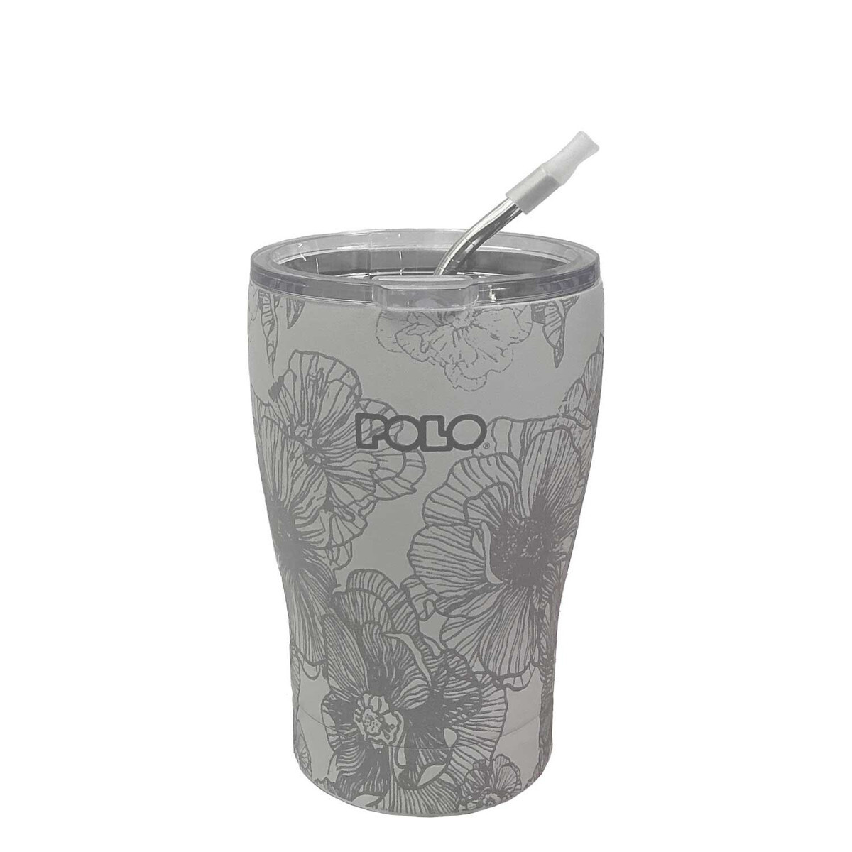 Ποτήρι Θερμός Polo Ανοξείδωτο BPA Free 350ml Γκρι με Καλαμάκι