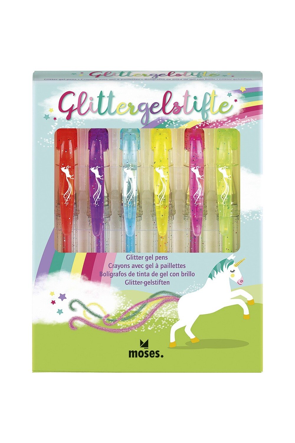 Moses Στυλό Gel με Πολύχρωμο Mελάνι 6τμχ Unicorn Μ26111