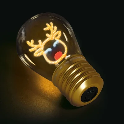 Decorative Christmas Lightbulb-Shaped Table Lamp - Reindeer - Bulb Fiction
