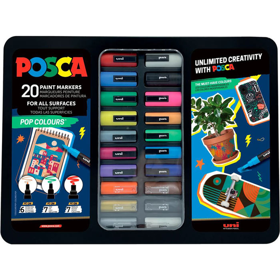 Σετ 20 Μαρκαδοροι Posca Σε Μεταλλικη Κασετινα - Pop Colours