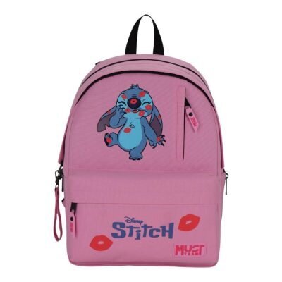 Τσάντα Πλάτης Disney Stitch Must Team Ροζ Απαλό με Ροζ Έντονο 2 Κεντρικές Θήκες