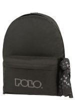 Polo Original Double Scarf Σχολική Τσάντα Πλάτης Γυμνασίου - Λυκείου Black 2024 με Θήκη για Παγούρι 27lt 2024