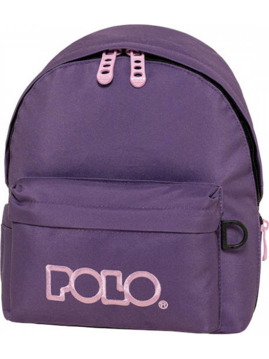 Polo Mini Σχολική Τσάντα Πλάτης Νηπιαγωγείου Λιλά με Θήκη για Παγούρι 7.5lt