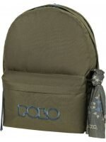Polo Original Double Scarf Σχολική Τσάντα Πλάτης Δημοτικού Χακί με Θήκη για Παγούρι 27lt