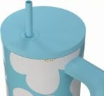 Estia Save Aegean Ανακυκλώσιμο Handled Tumbler Θερμός Ανοξείδωτο BPA Free 900ml BLUE DAISY με Καλαμάκι και Λαβή - Image 3