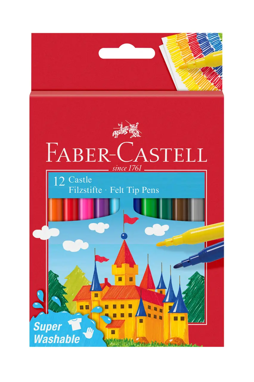 Faber-Castell μαρκαδόροι ζωγραφικής λεπτοί Super Washable σετ 12 χρώματα